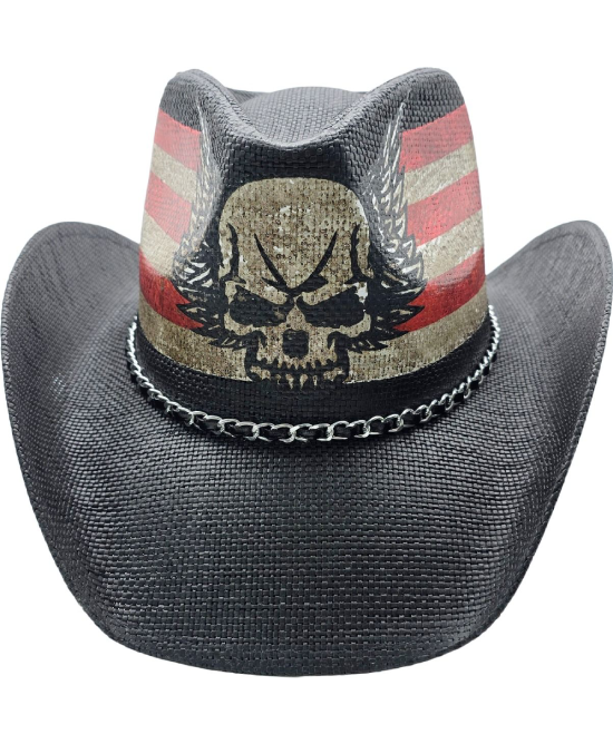 Straw Western Skull US Flag Straw Western Skull US Flag