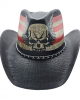Straw Western Skull US Flag Straw Western Skull US Flag