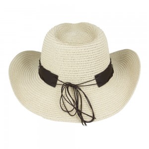 Straw Western Hat - Longhorn with Brown Hatband Straw Western Hat - Longhorn with Brown Hatband