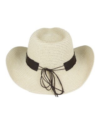 Straw Western Hat - Longhorn with Brown Hatband