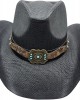 Straw Western Hat Turquoise Concho Hatband Black