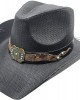 Straw Western Hat Turquoise Concho Hatband Black