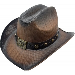 Straw Western Eagle Hatband Brown