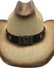 Straw Western Eagle Hatband Cream