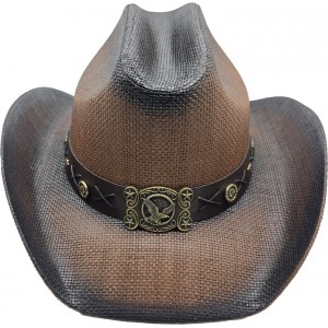 Straw Western Eagle Hatband Brown
