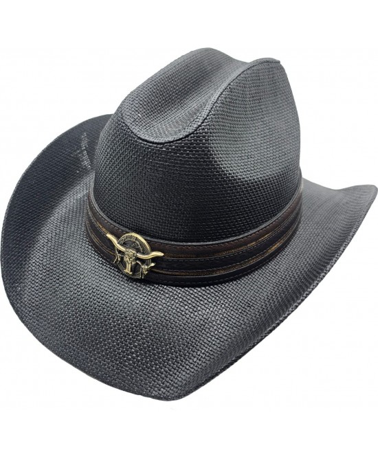 Straw Western Hat Longhorn Hat Band Black Straw Western Hat Longhorn Hat Band Black