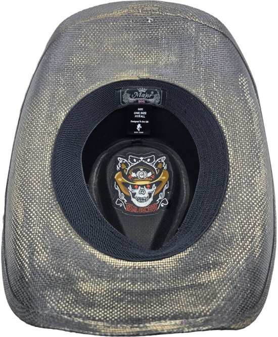 Straw Western Hat Steer Distressed Black
