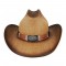 Straw Summer Cowboy Hat With Black and Brown Steer Hatband