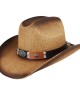 Straw Summer Cowboy Hat With Black and Brown Steer Hatband