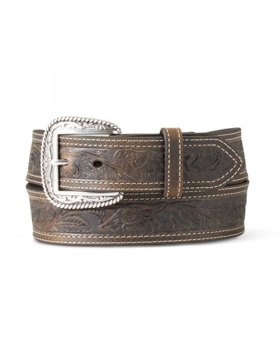 Leather Belt - Ariat Tooled Double Stitched Belt
