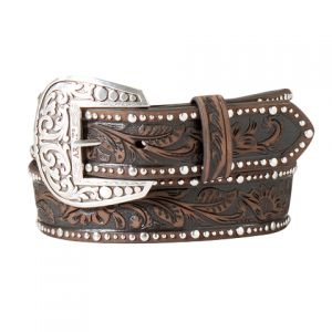 Leather Belt - Ariat Studded Tooled Embossed