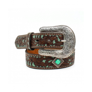 Leather Belt - Ariat Fancy Tooled Overlay Belt Leather Belt - Ariat Fancy Tooled Overlay Belt