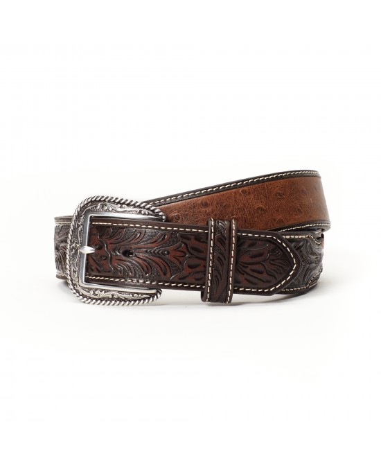 Leather Belt - Ariat 1.5" Ostrich Tooled Belt Leather Belt - Ariat 1.5" Ostrich Tooled Belt