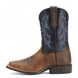 Ariat - Children's Tombstone Black Wide Square Toe Western Boot