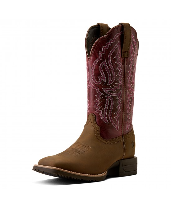 Ariat - Hybrid Ranchwork Berry Wide Square Toe Western Boot Ariat - Hybrid Ranchwork Berry Wide Square Toe Western Boot