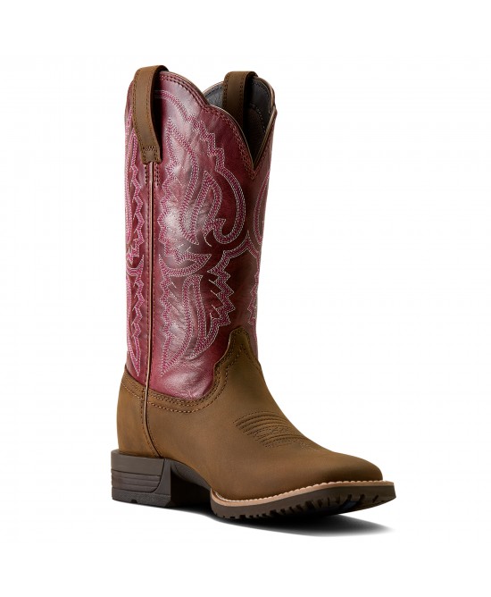 Ariat - Hybrid Ranchwork Berry Wide Square Toe Western Boot Ariat - Hybrid Ranchwork Berry Wide Square Toe Western Boot
