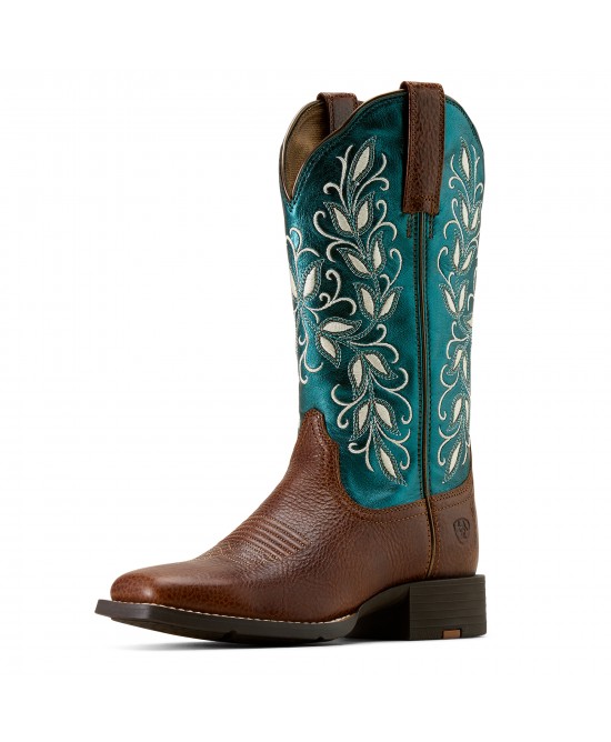 Ariat - Round Up Holly Wide Square Toe Turquoise Western Boot Ariat - Round Up Holly Wide Square Toe Turquoise Western Boot