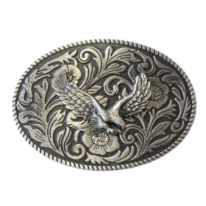 Belt Buckle -  Eagle On Flower Background