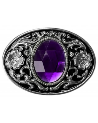 Belt Buckle - Purple Faceted Glass