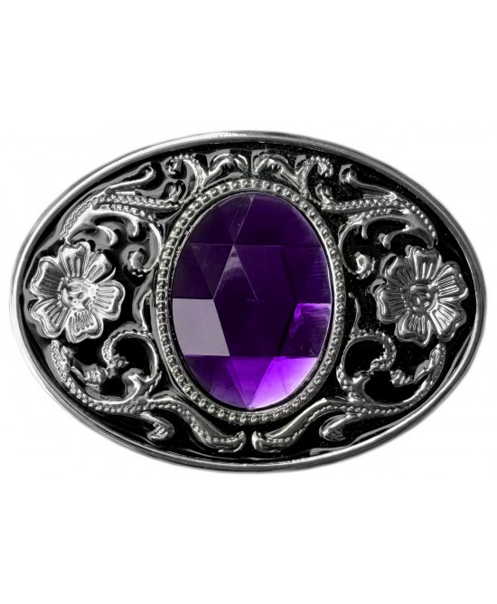 Belt Buckle - Purple Faceted Glass Belt Buckle - Purple Faceted Glass