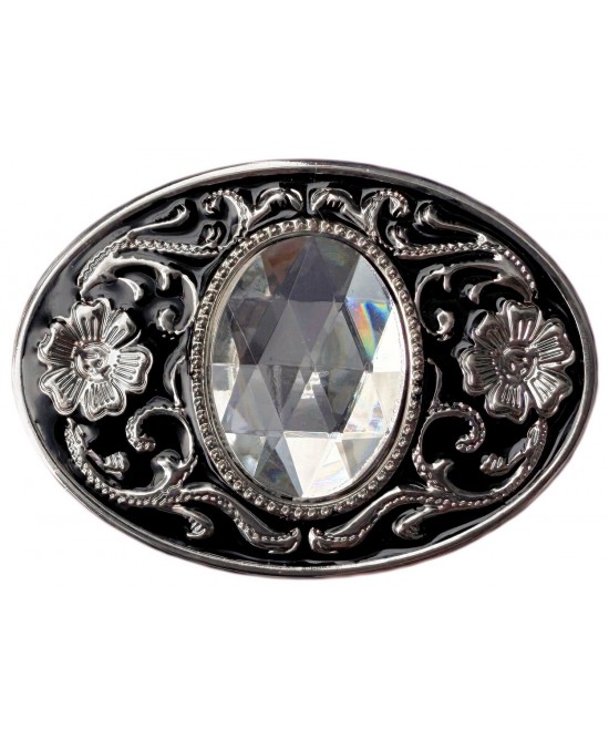 Belt Buckle - Clear Faceted Glass Belt Buckle - Clear Faceted Glass