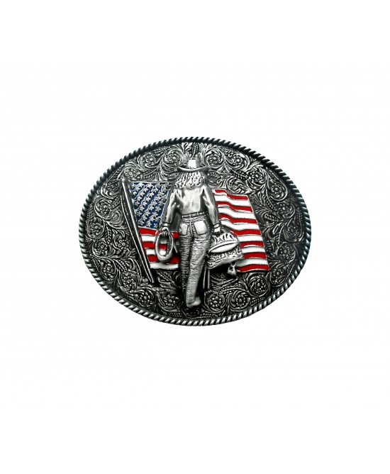 Belt Buckle - Cowgirl US Flag Belt Buckle - Cowgirl US Flag