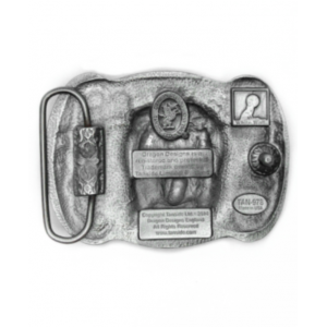 Belt Buckle - Steer Skull Silver Blue Black