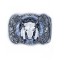 Belt Buckle - Steer Skull Silver Blue Black