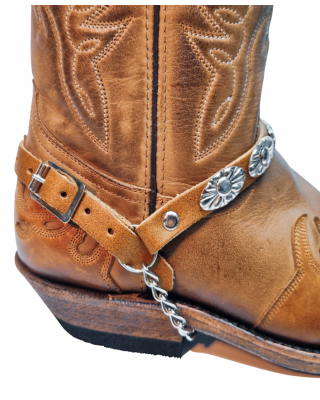 Boot Straps - Oval Tan Distressed