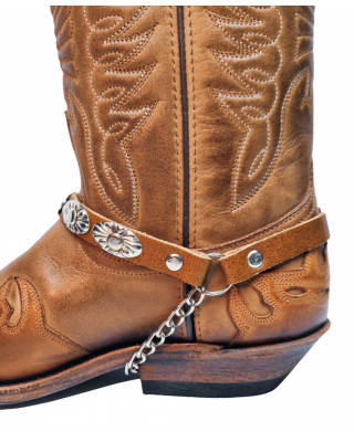 Boot Straps - Oval Tan Distressed
