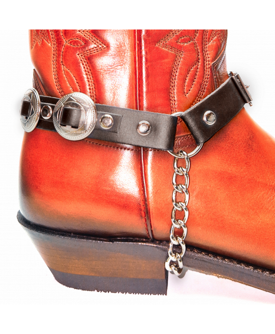 Boot Straps - Concho Brown Leather