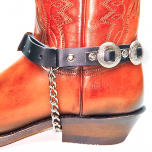 Boot Straps - Concho Black Leather
