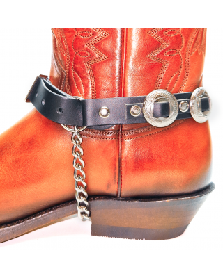 Boot Straps - Concho Black Leather