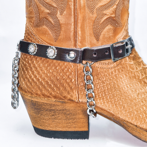 Boot Straps - Crystal Dark Brown with Chains