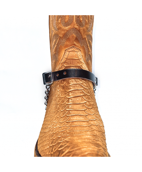 Boot Straps - Crystal - Dark Brown with Chains