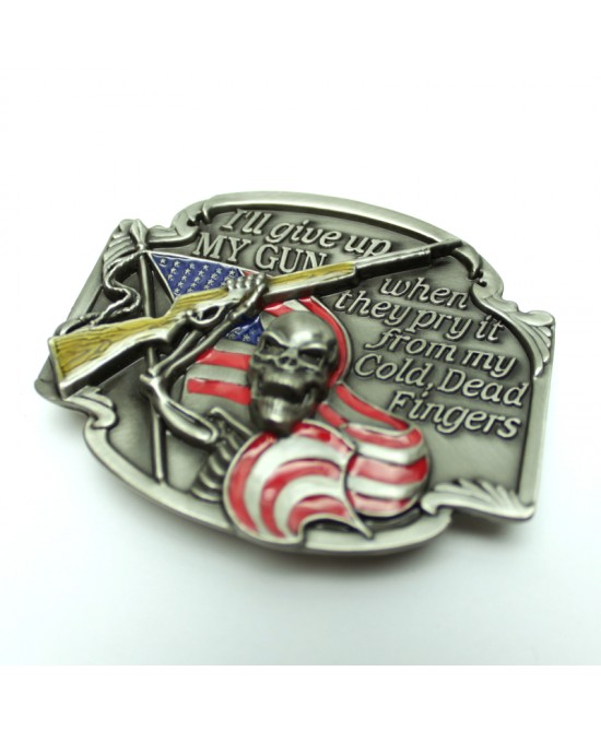 Belt Buckle - Skull Holding Gun Belt Buckle - Skull Holding Gun