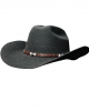 Wool Felt Western Black Hat - Cognac Hatband Wool Felt Western Black Hat - Cognac Hatband