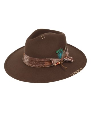 Rocker Fedora Hat Brown