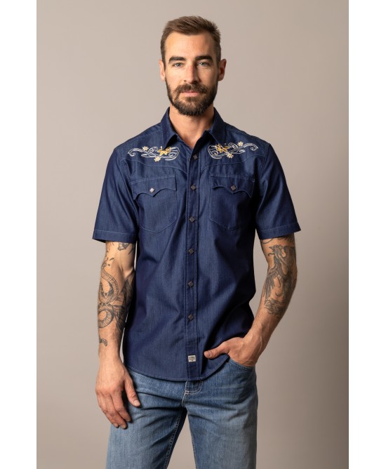 Kimes Ranch - Leland Indigo Men's Short Sleeve Shirt Kimes Ranch - Leland Indigo Men's Short Sleeve Shirt
