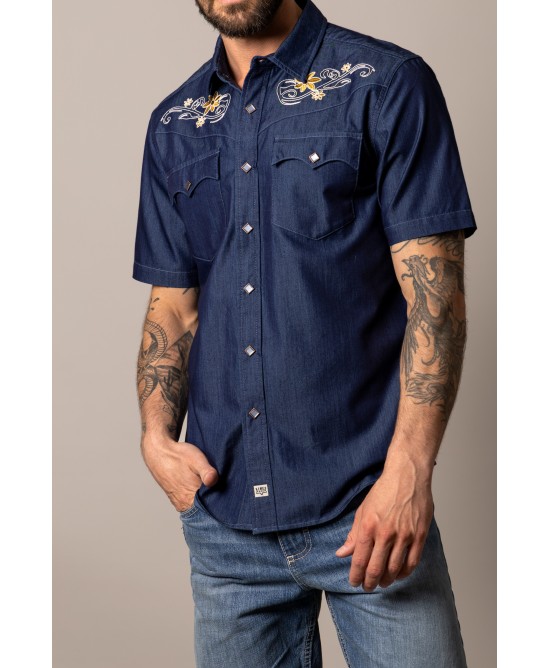 Kimes Ranch - Leland Indigo Men's Short Sleeve Shirt Kimes Ranch - Leland Indigo Men's Short Sleeve Shirt