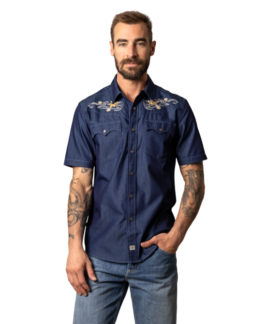 Kimes Ranch - Leland Indigo Men's Short Sleeve Shirt Kimes Ranch - Leland Indigo Men's Short Sleeve Shirt