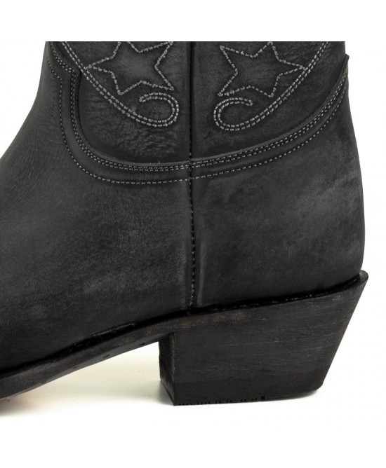 Mayura 2374 Lavado Negro Cowboy Ankle Boots