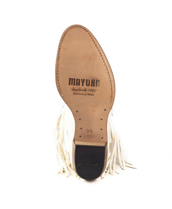 Mayura 2475 Fado White Fringes Ladies Cowgirl Boot