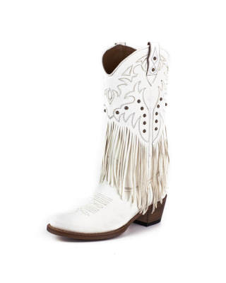 Mayura 2475 Fado White Fringes Ladies Cowgirl Boot