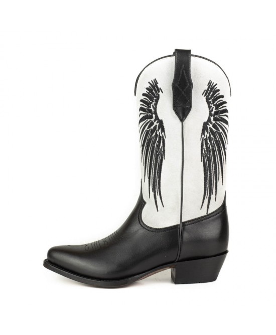 Mayura Wings 2666 Black Nappa White Split Suede