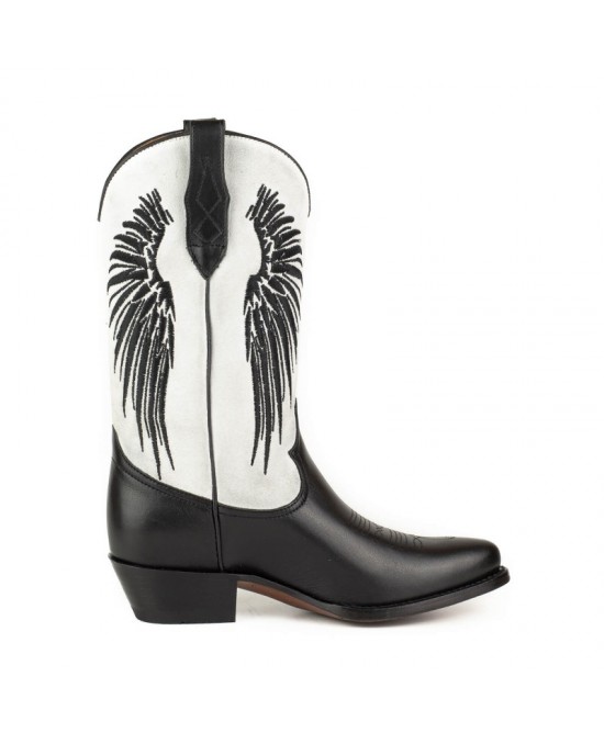 Mayura Wings 2666 Black Nappa White Split Suede