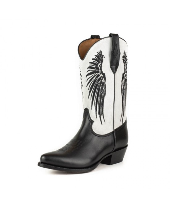 Mayura Wings 2666 Black Nappa White Split Suede