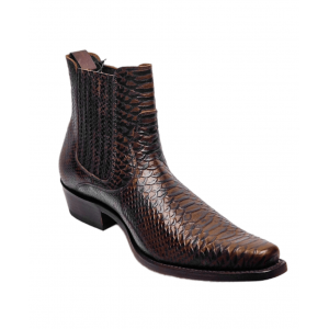 Sancho - Brown Embossed Faux-Snakeskin Pattern