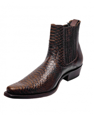 Sancho - Brown Embossed Faux-Snakeskin Pattern