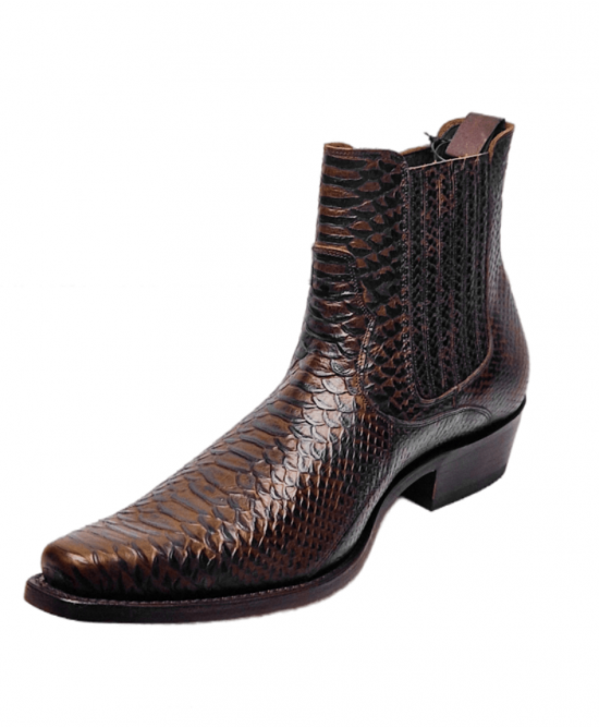 Sancho - Brown Embossed Faux-Snakeskin Pattern